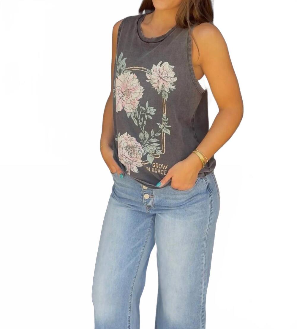 NEW ZUTTER floral grow in grace tank in dark grey